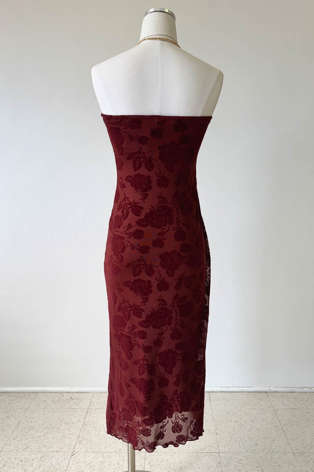 Floral Stretch Lace Strapless Dress